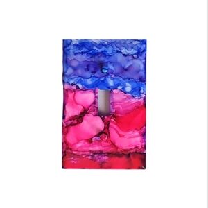 Hand Crafted Blue Pink and Purple Design Single Toggle Light Switch Plate